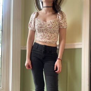 Ardene floral puff sleeve blouse top